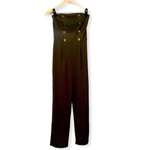 Maru jumpsuit strapless black wide leg slits M